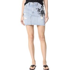 RAG & BONE Dive‎ Skirt in Ram Floral Embroidery denim mini skirt size 24 $295
